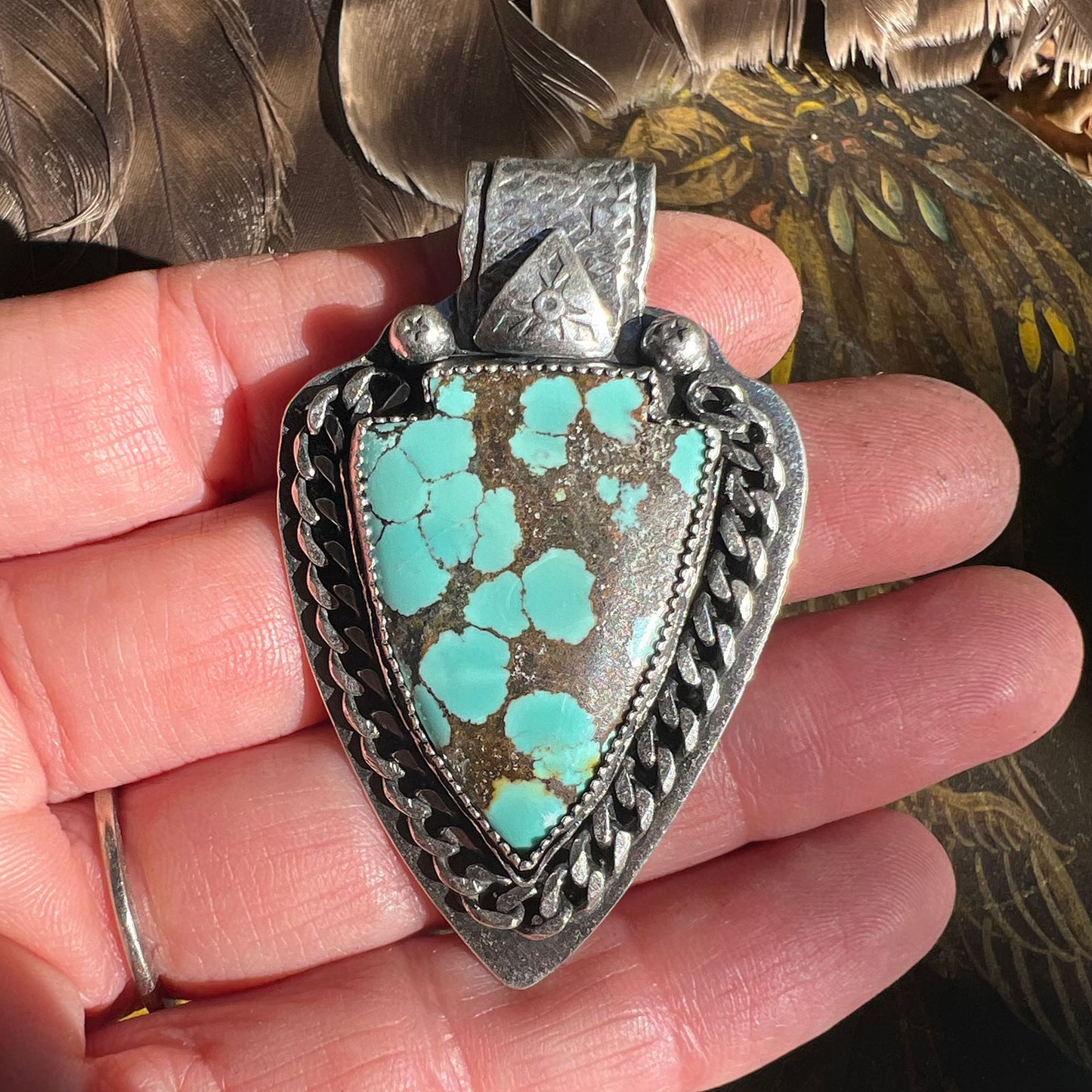 Arrow Pendant Blue Spotted Turquoise Rustic