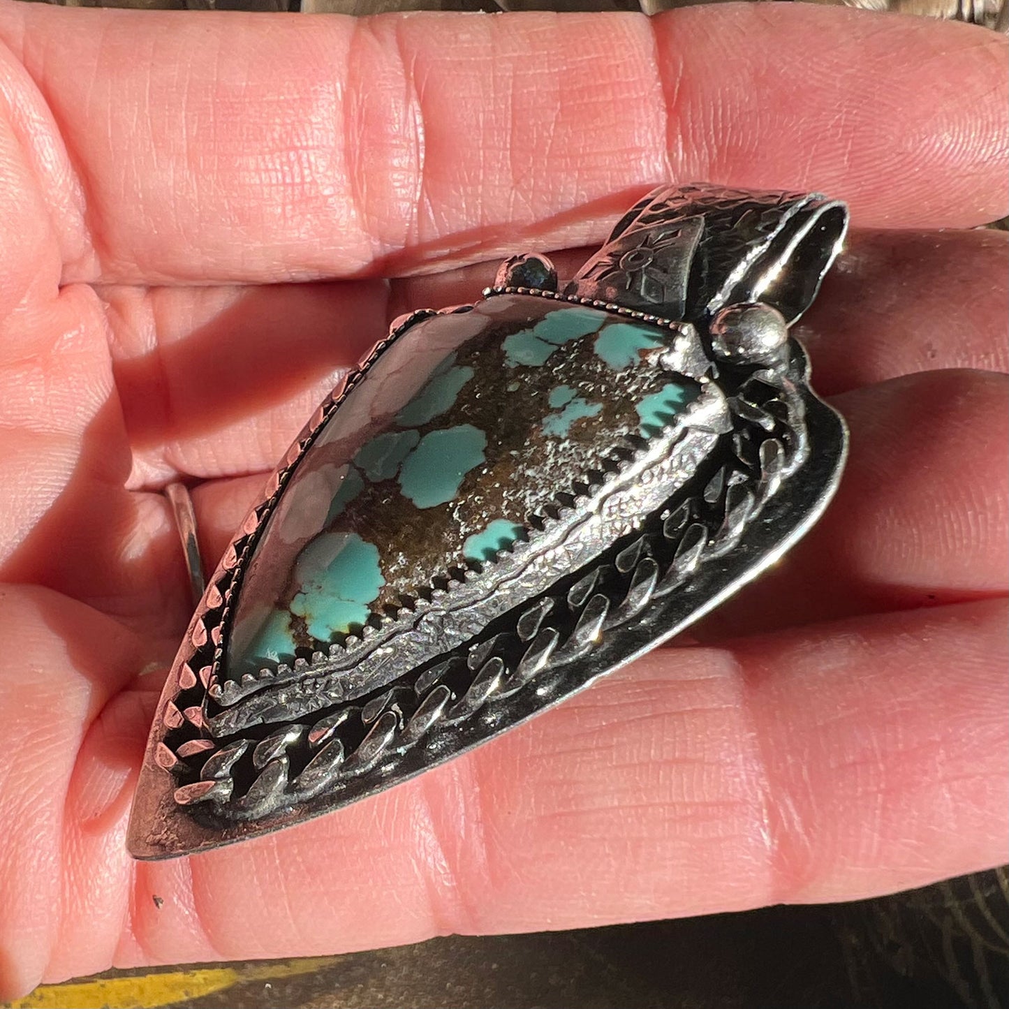 Arrow Pendant Blue Spotted Turquoise Rustic
