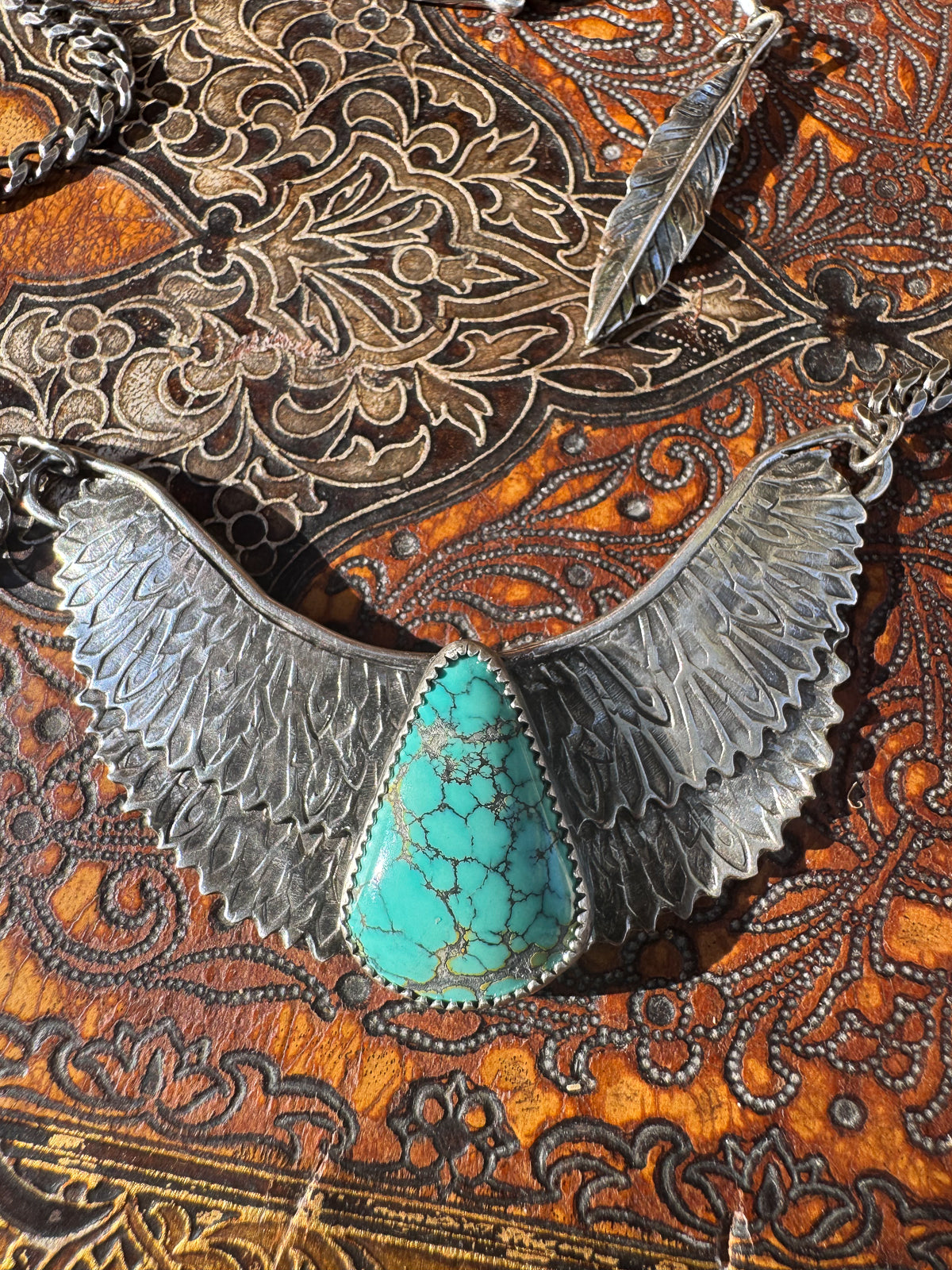 Goddess Isis Necklace with Bluemoon Turquoise Sterling Silver