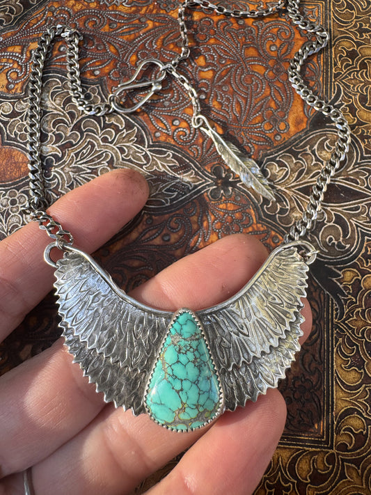 Goddess Isis Necklace with Bluemoon Turquoise Sterling Silver