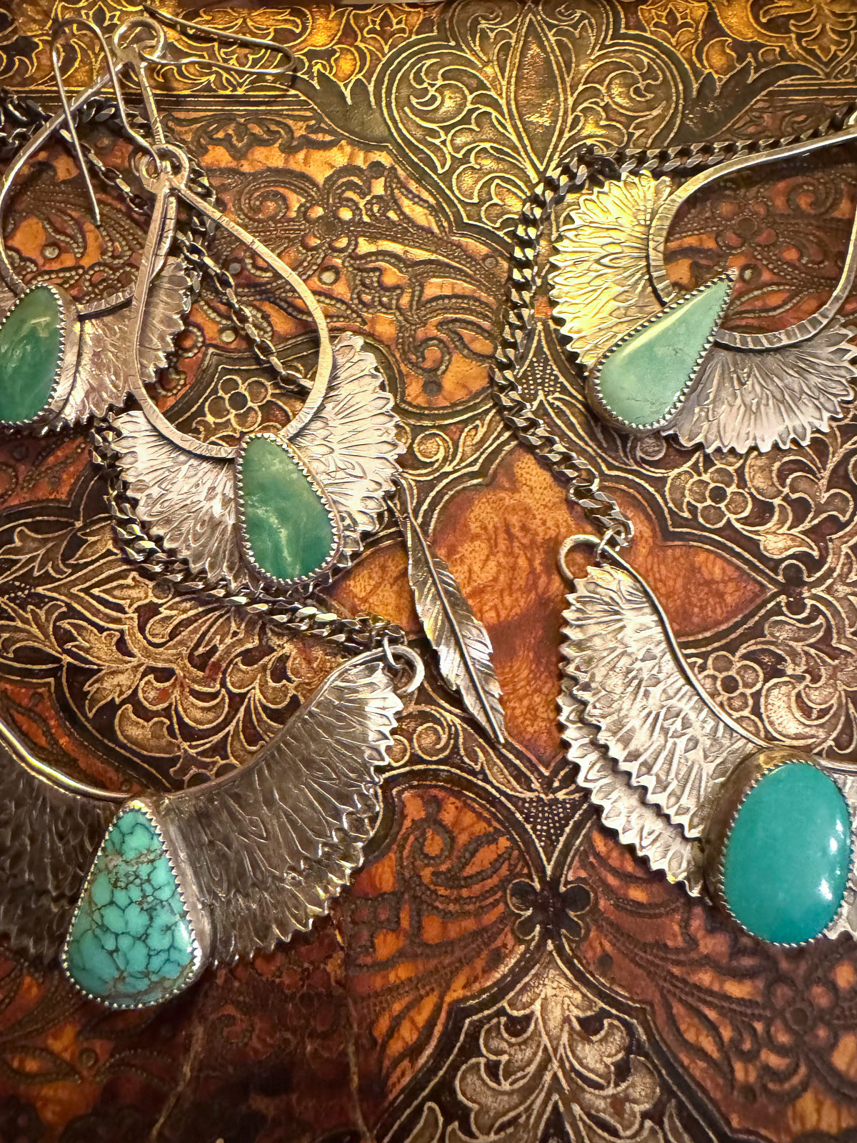 Goddess Isis Minty Turquoise Sterling Silver Goddess Isis Earrings