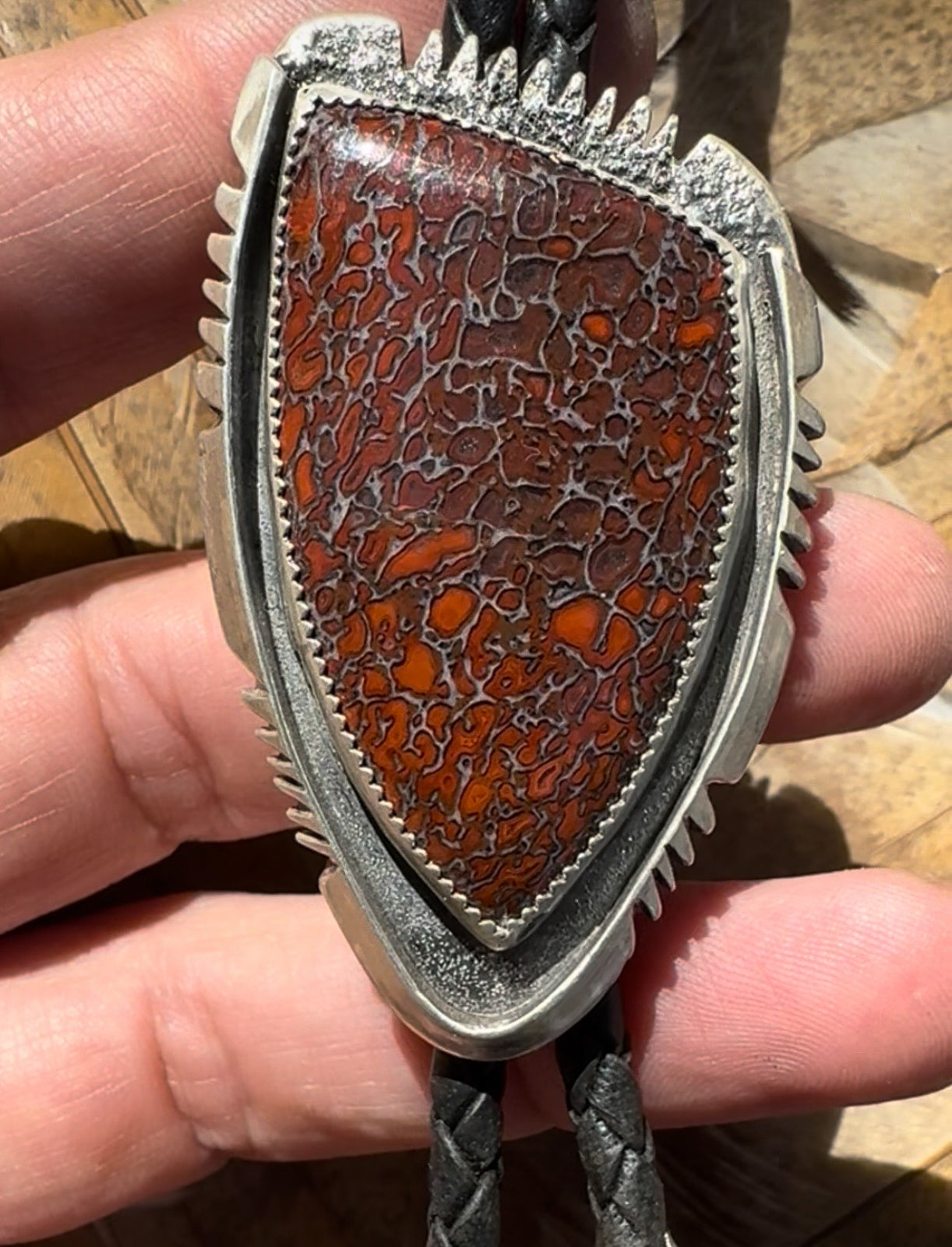 Available! Fossilized Dinosaur Bone Sterling Silver Bolo Tie