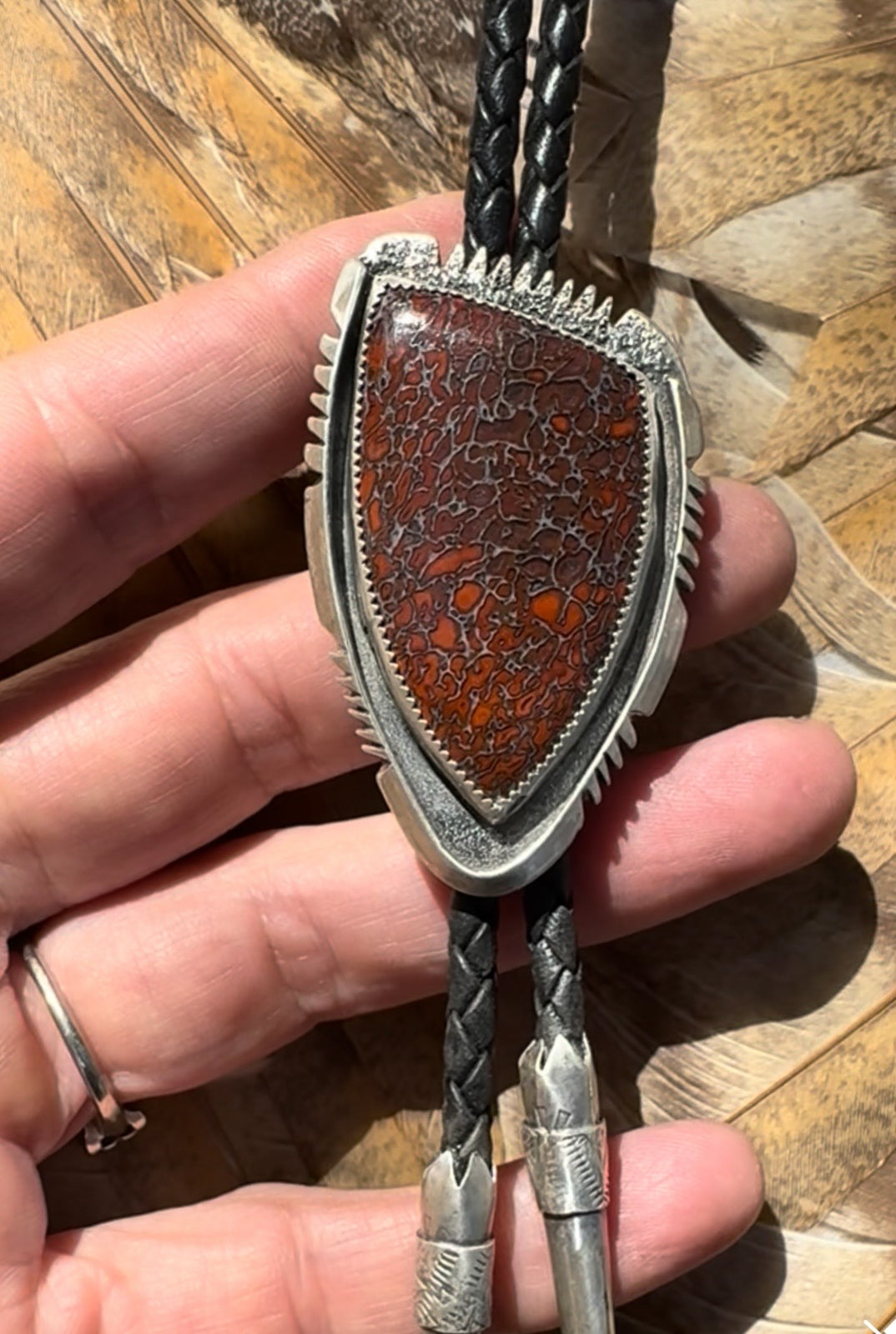 Available! Fossilized Dinosaur Bone Sterling Silver Bolo Tie