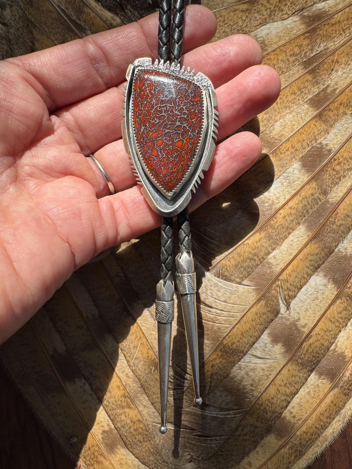 Available! Fossilized Dinosaur Bone Sterling Silver Bolo Tie
