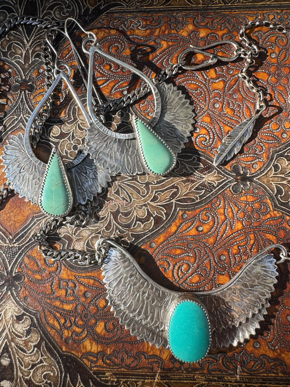 Goddess Isis Minty Turquoise Sterling Silver Goddess Isis Earrings