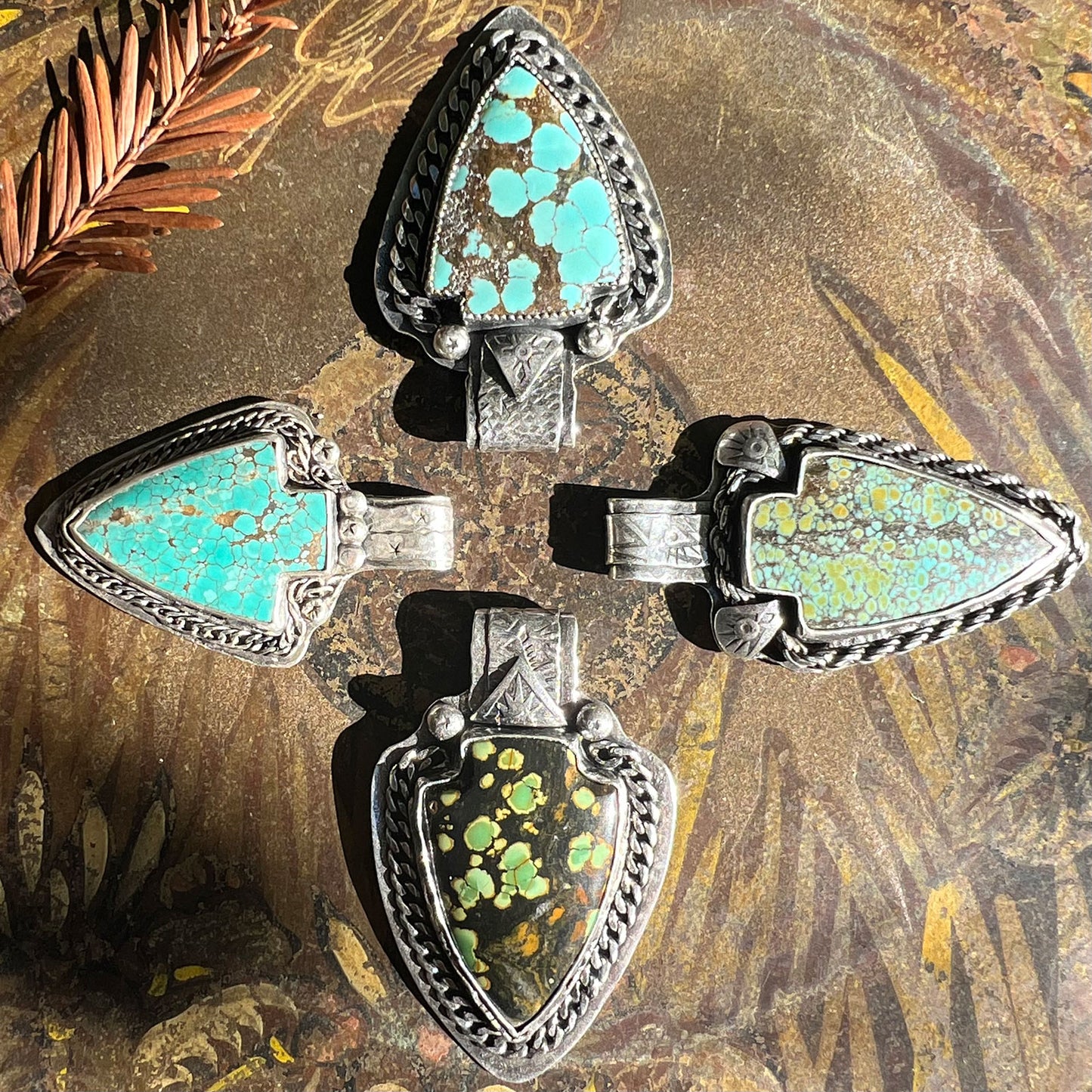 Arrow Pendant Blue Spotted Turquoise Rustic