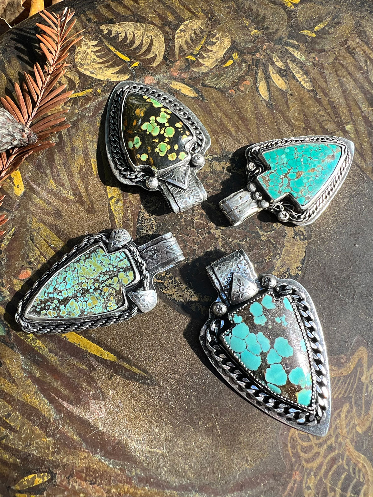 Arrow Pendant Blue Spotted Turquoise Rustic