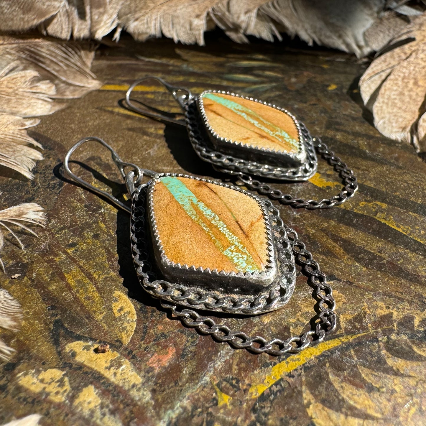 Available! Royston Ribbon Minty Diamond Earrings with Chain Halo and Dangle