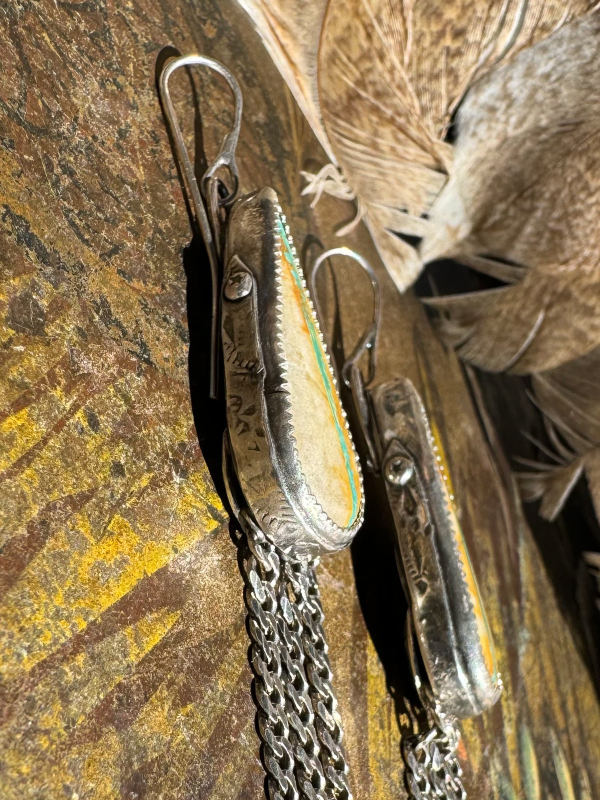 Available! Royston Ribbon Long Teardrop Earrings with Curb Chain Fringe