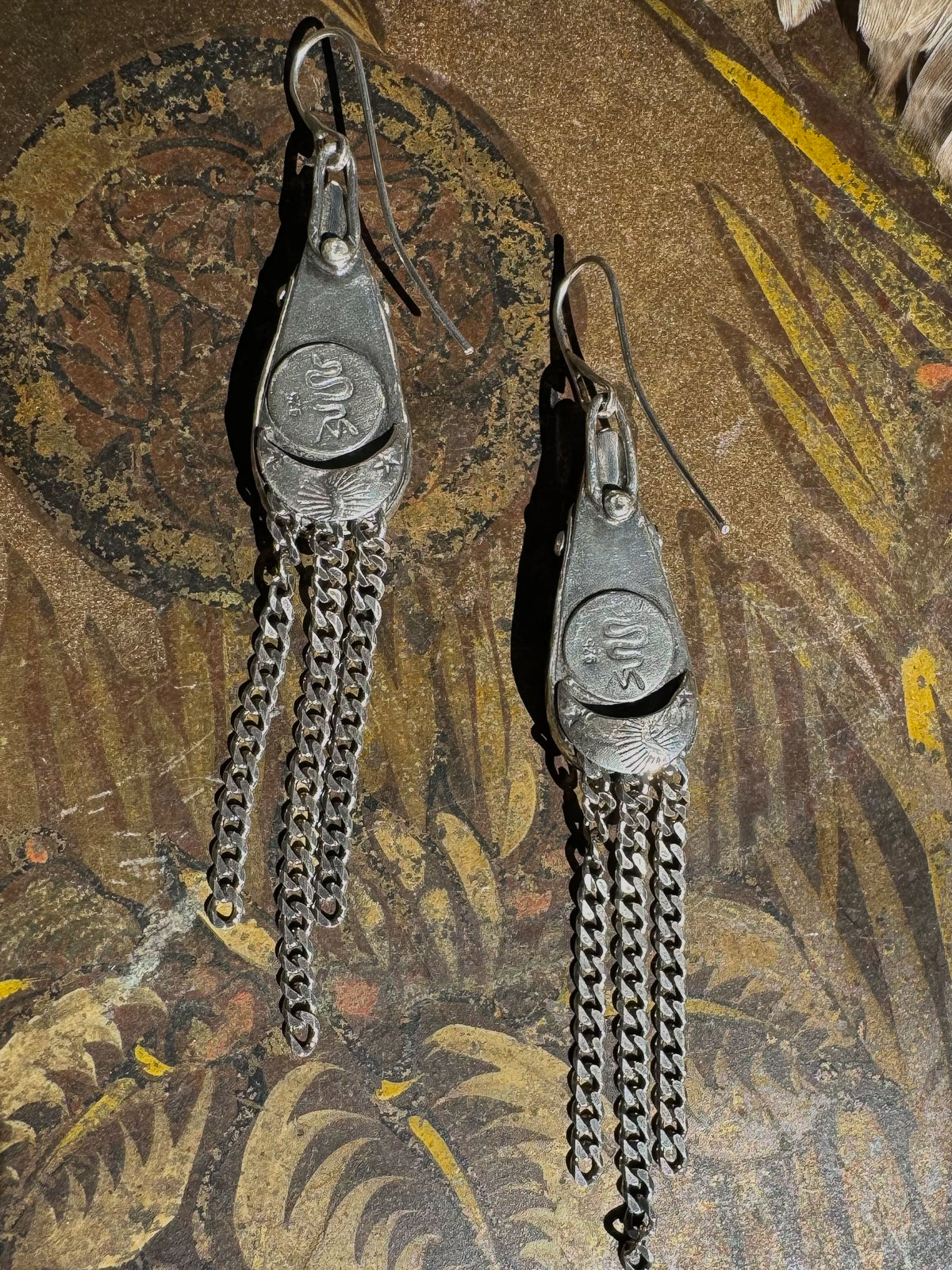 Available! Royston Ribbon Long Teardrop Earrings with Curb Chain Fringe