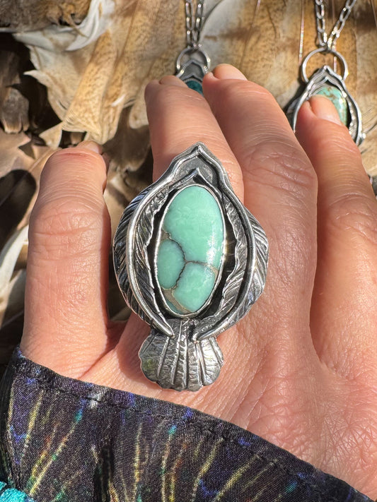 Little Bird Ring with Desert Bloom Variscite Sterling Silver
