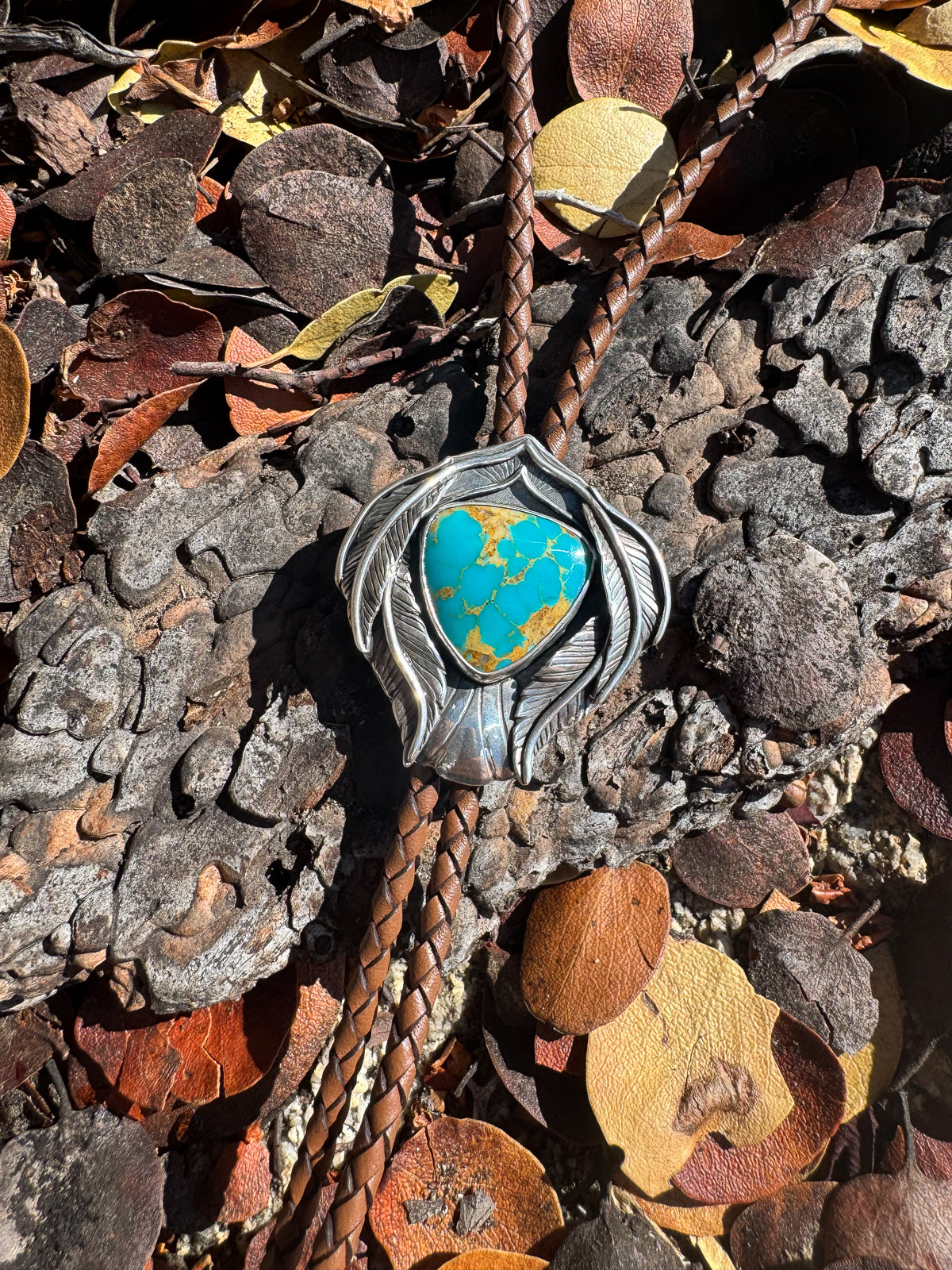 New! Blue Turquoise Silver Wings Spirit Bird Bolo Tie Necklace - Available!