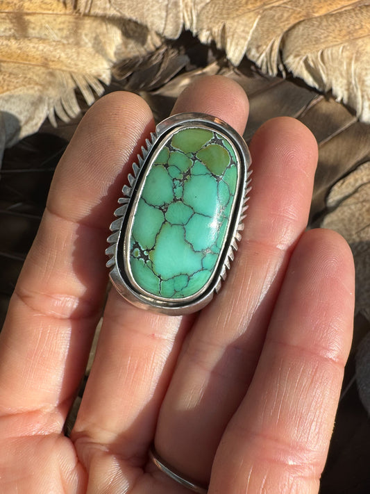 Available! Green Variscite Ring with Hand-cut Shadowbox