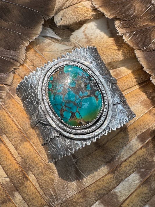 Available! Polychrome Turquoise Sterling Silver Power Cuff Bracelet