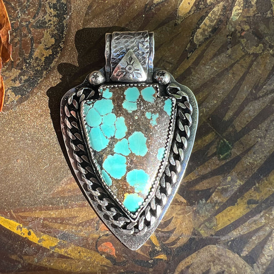 Blue Spotted Turquoise Rustic Arrow Pendant