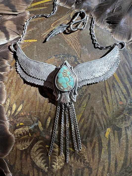 Available! Desert Bloom Variscite Spirit Bird with Chains