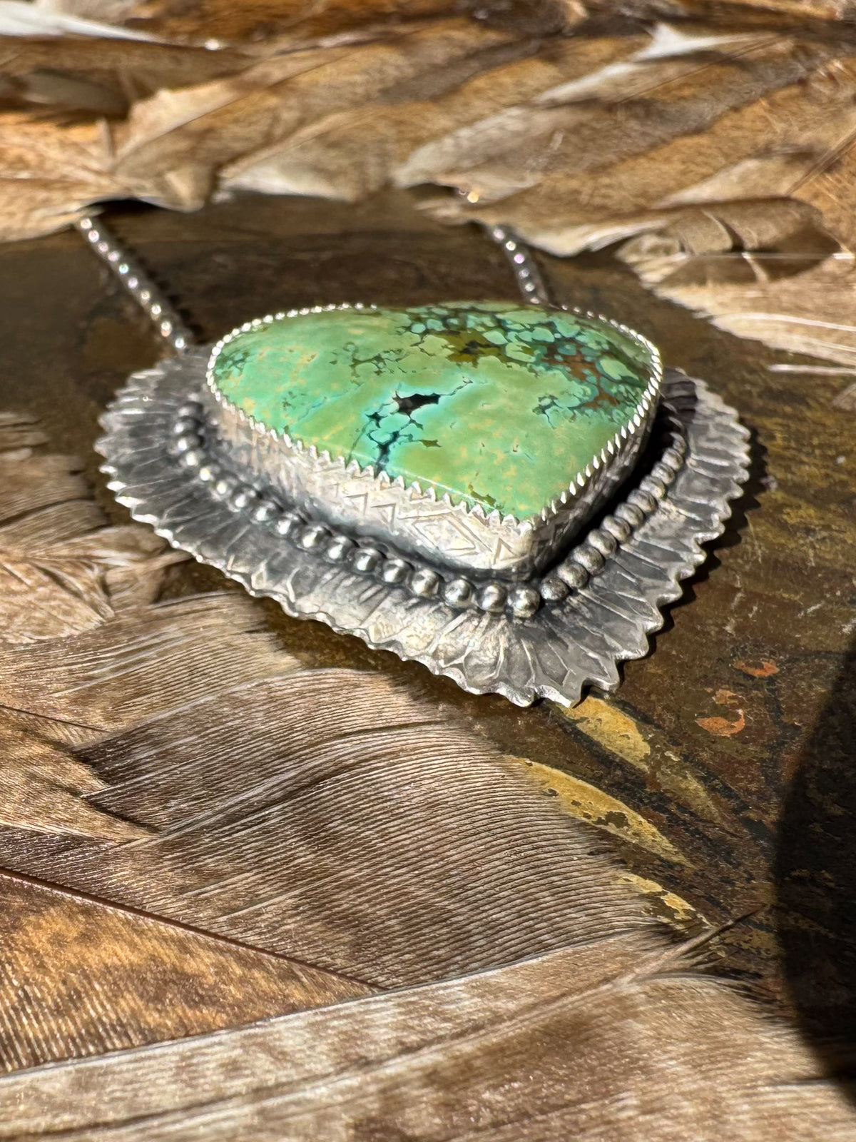 Available! Large Green Turquoise Heart Pendant Necklace