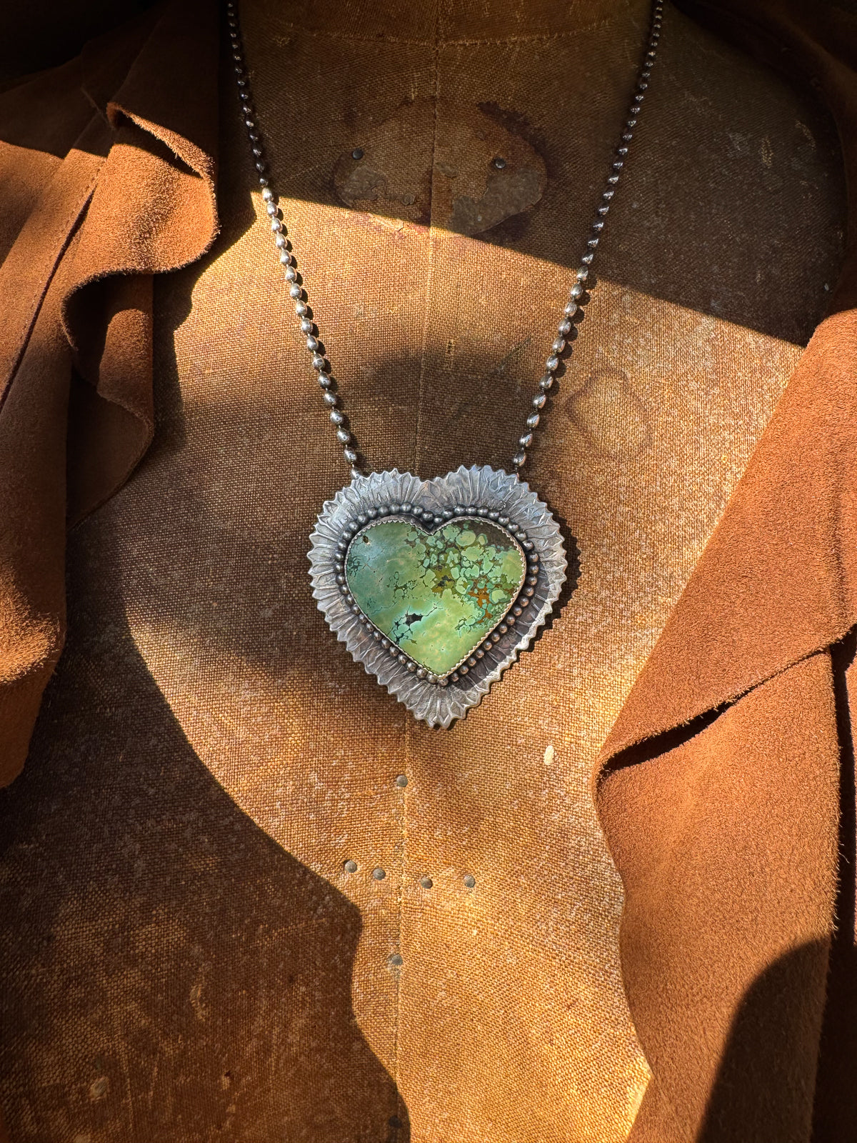 Available! Large Green Turquoise Heart Pendant Necklace