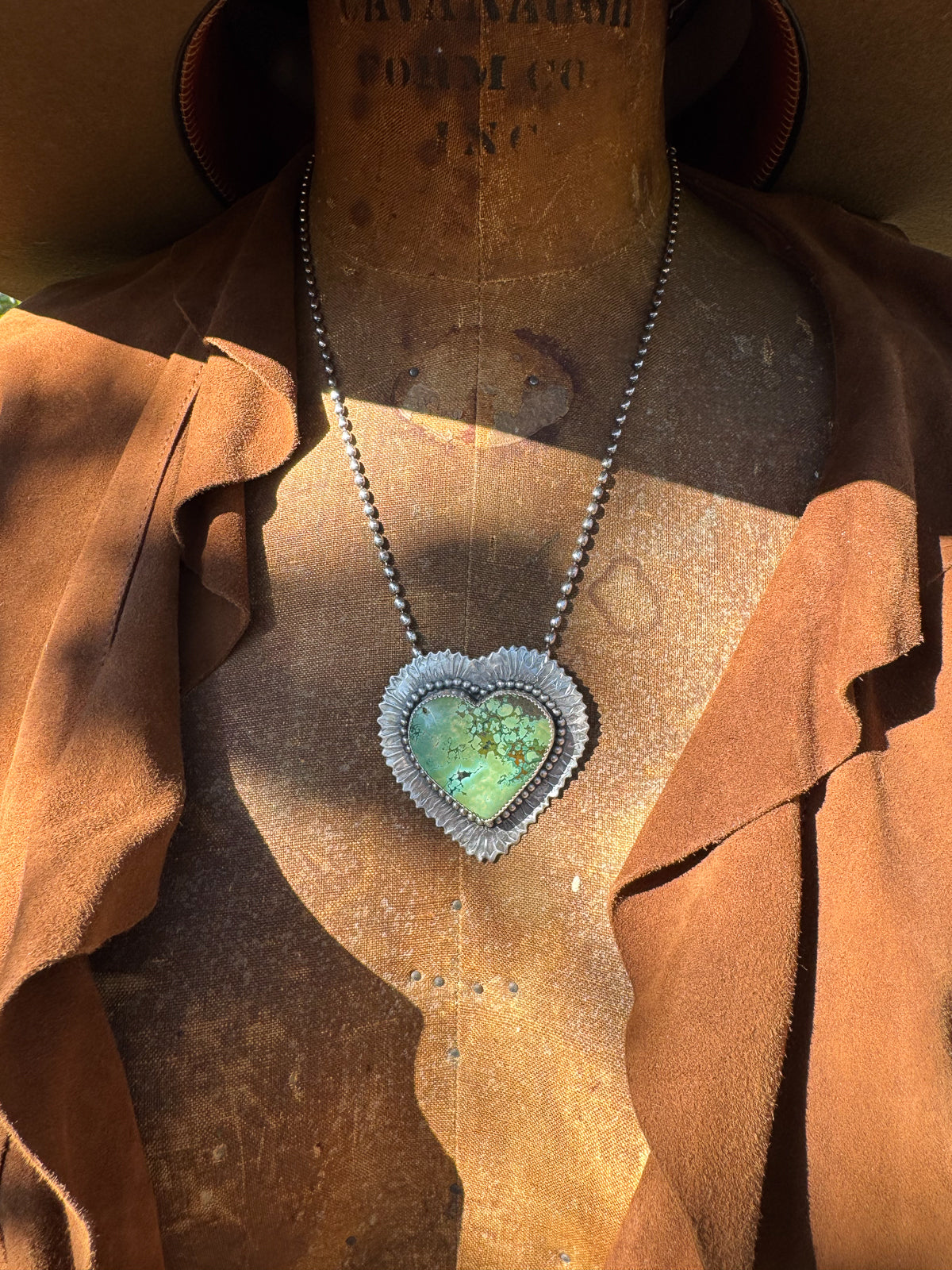 Available! Large Green Turquoise Heart Pendant Necklace