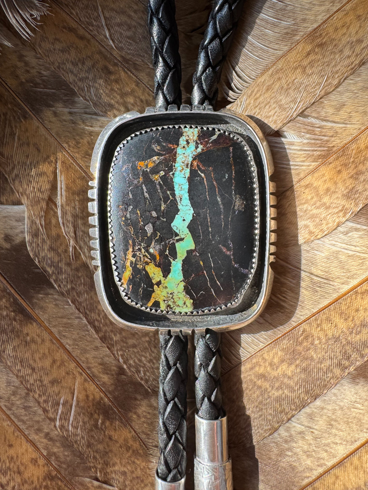 Available! Sterling Silver Blackjack Turquoise Bolo Tie