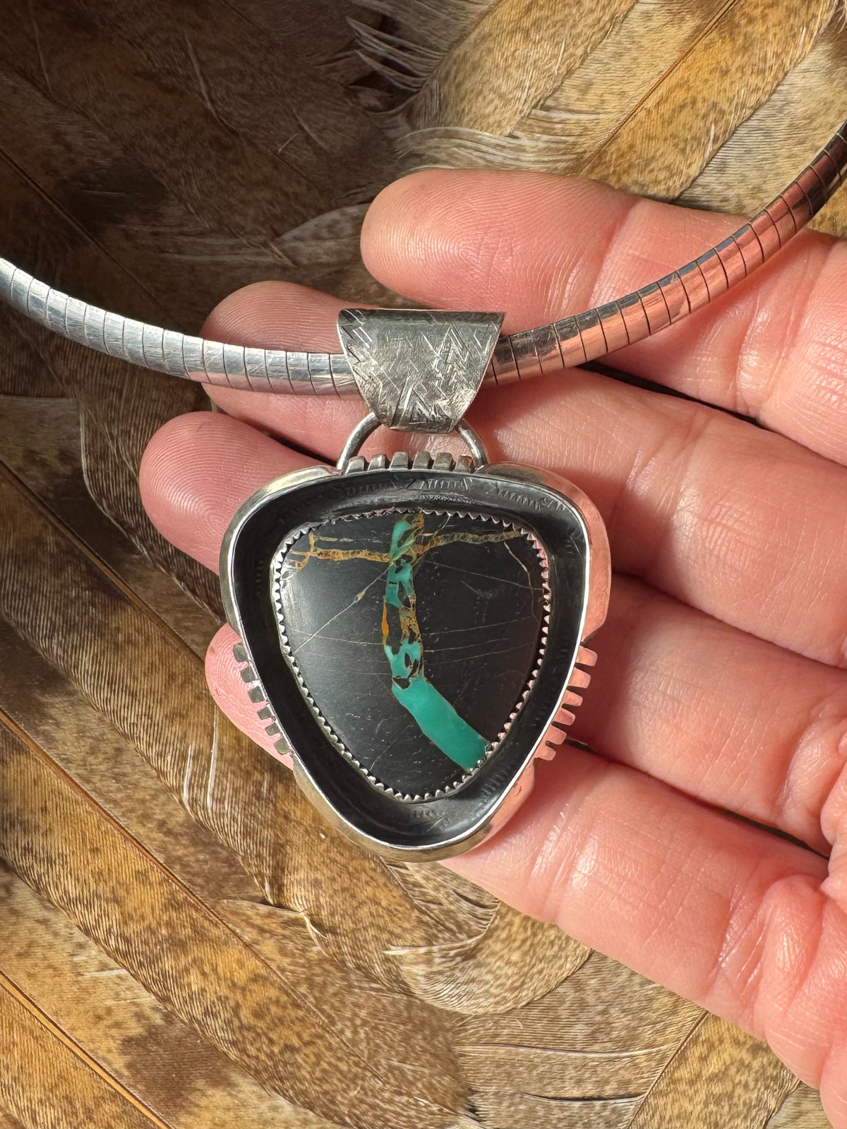 Available! Blackjack Turquoise Sterling Silver Arrow Pendant for Necklace