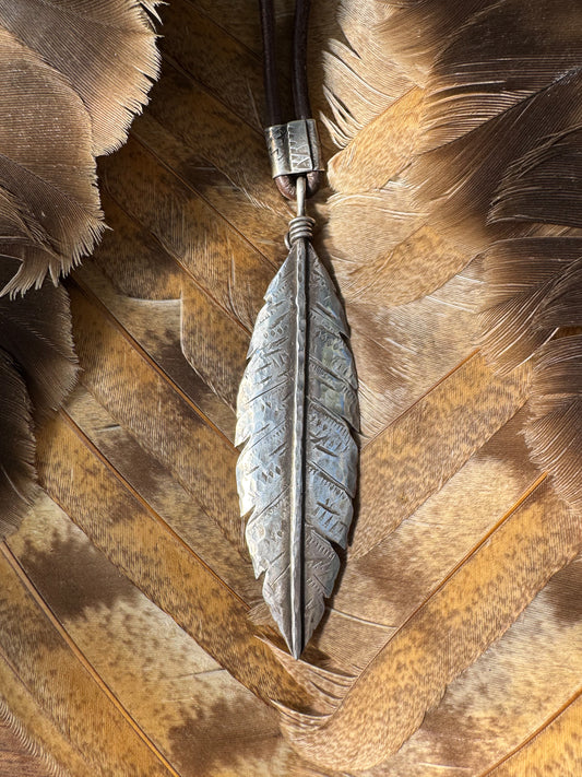 Available! Sterling Silver Hand-Forged Big Feather Necklace