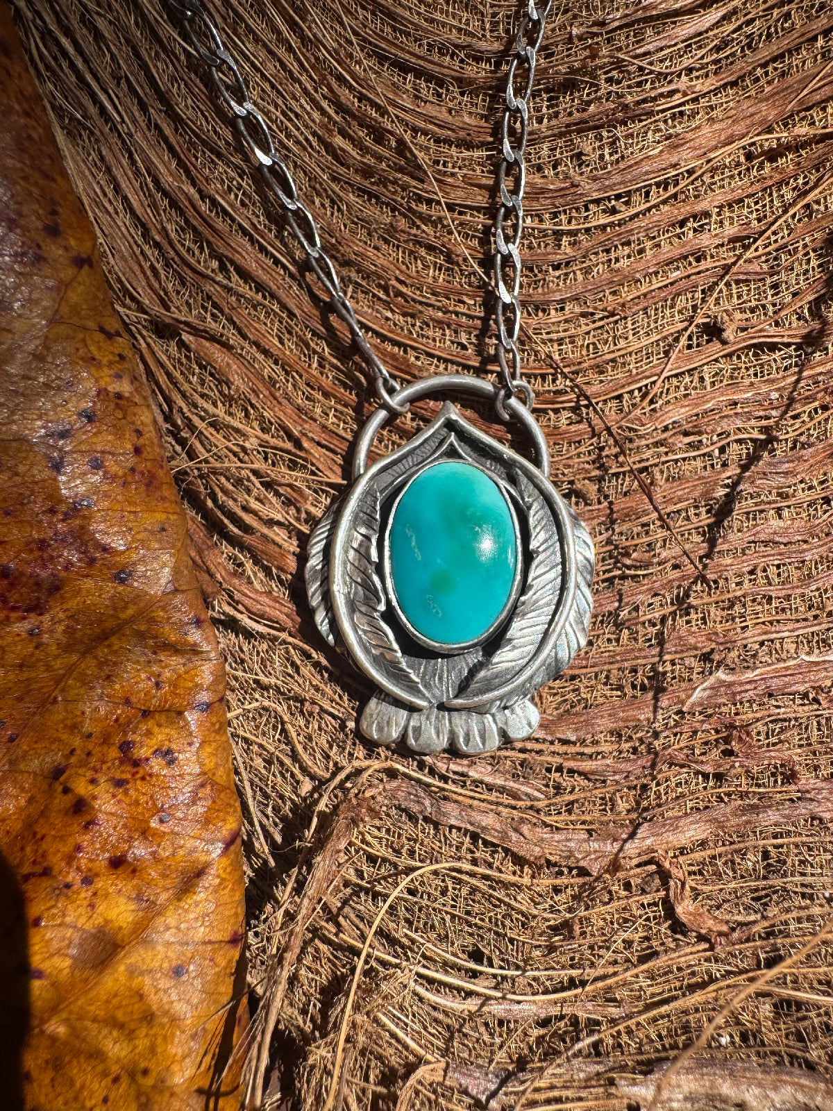 Available! Little Bird Necklace Hand-forged Sterling Silver Fox Blue Turquoise Summer