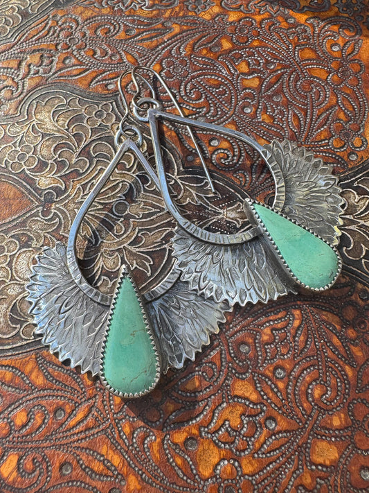 Goddess Isis Minty Turquoise Sterling Silver Goddess Isis Earrings